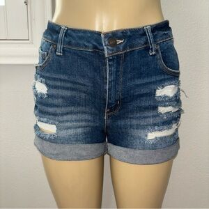 Wax Jean Collection Blue Distressed Jean Shorts